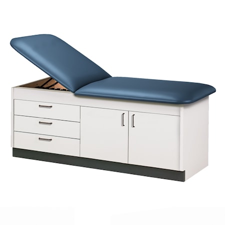 Cabinet TX Table W/ DWRS & DRS, Laminate Maple, Slate Blue
